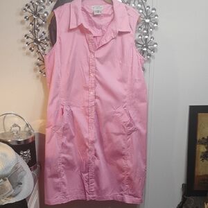 Pink Sleeveless Shirt Dress
